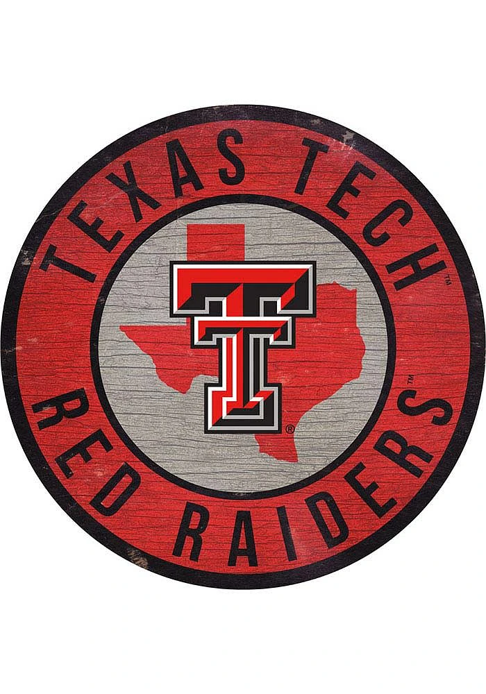 Texas Tech Red Raiders 12 in Circle State Sign - Red