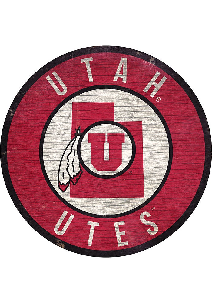 Utah Utes 12 in Circle State Sign - Red
