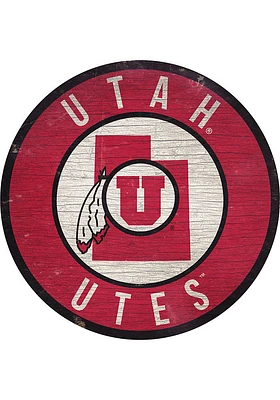 Utah Utes 12 in Circle State Sign - Red