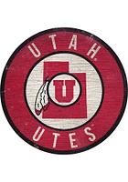 Utah Utes 12 in Circle State Sign - Red