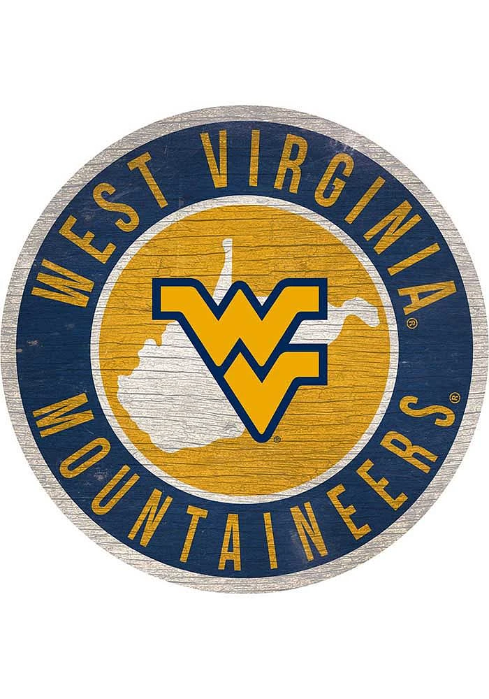 West Virginia Mountaineers 12 in Circle State Sign - Gold