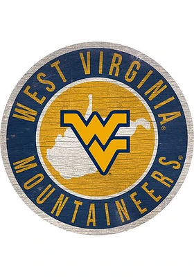 West Virginia Mountaineers 12 in Circle State Sign - Gold