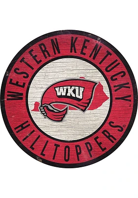 Western Kentucky Hilltoppers 12 in Circle State Sign - Red