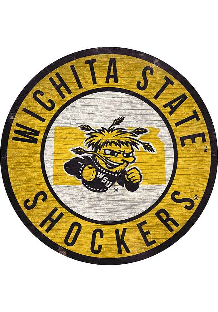 Wichita State Shockers 12 in Circle State Sign - Yellow