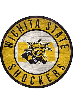 Wichita State Shockers 12 in Circle State Sign - Yellow