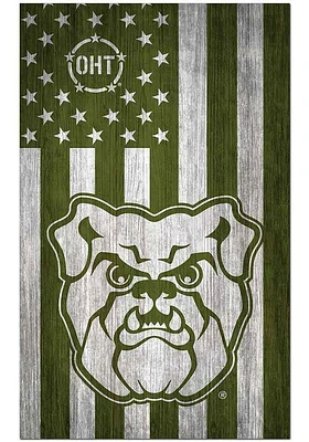 Butler Bulldogs 11x19 OHT Military Flag Sign - Green