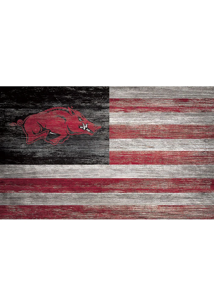 Arkansas Razorbacks Distressed Flag 11x19 Sign - Black
