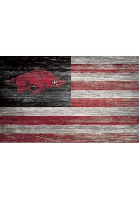 Arkansas Razorbacks Distressed Flag 11x19 Sign - Black