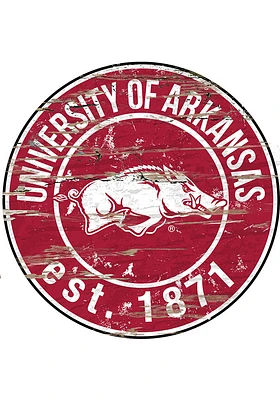 Arkansas Razorbacks Established Date Circle 24 Inch Sign - Red