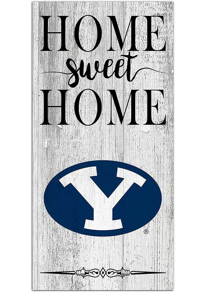 BYU Cougars Home Sweet Home Whitewashed Sign - Navy Blue