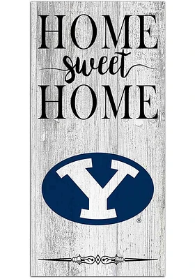 BYU Cougars Home Sweet Home Whitewashed Sign - Navy Blue