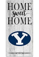 BYU Cougars Home Sweet Home Whitewashed Sign - Navy Blue
