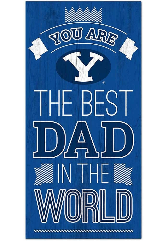 BYU Cougars Best Dad in the World Sign - Navy Blue