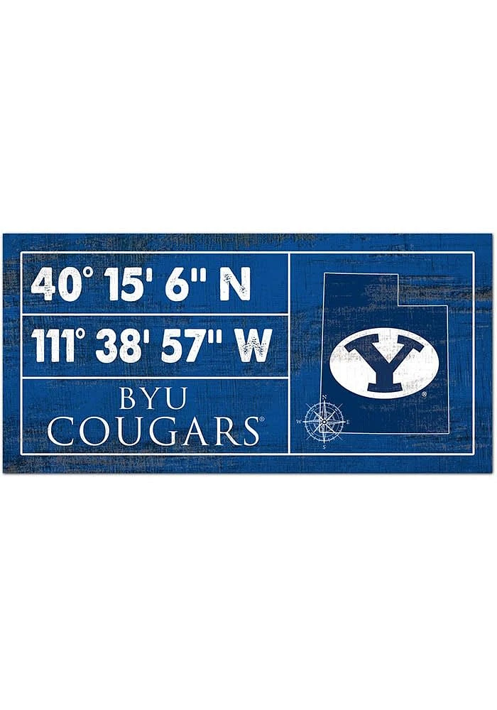 BYU Cougars Horizontal Coordinate Sign - Navy Blue