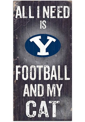 BYU Cougars Football and My Cat Sign - Navy Blue