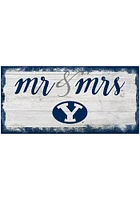 BYU Cougars Script Mr and Mrs Sign - Navy Blue