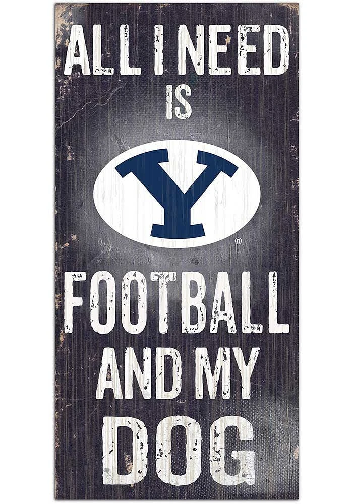 BYU Cougars Football and My Dog Sign - Navy Blue