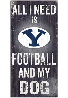 BYU Cougars Football and My Dog Sign - Navy Blue