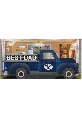BYU Cougars Best Dad Truck Sign - Navy Blue