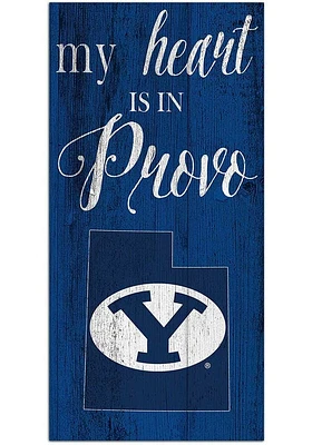 BYU Cougars My Heart State Sign - Navy Blue