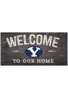 BYU Cougars Welcome Distressed Sign - Navy Blue