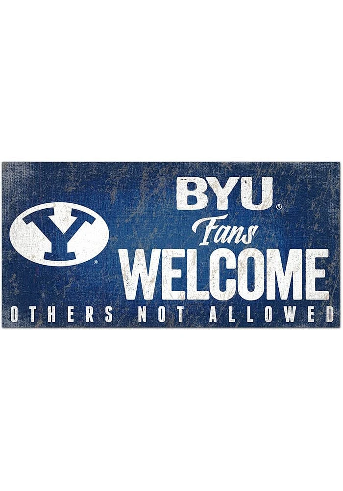 BYU Cougars Fans Welcome 6x12 Sign - Navy Blue