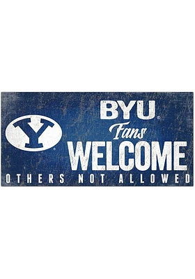 BYU Cougars Fans Welcome 6x12 Sign - Navy Blue