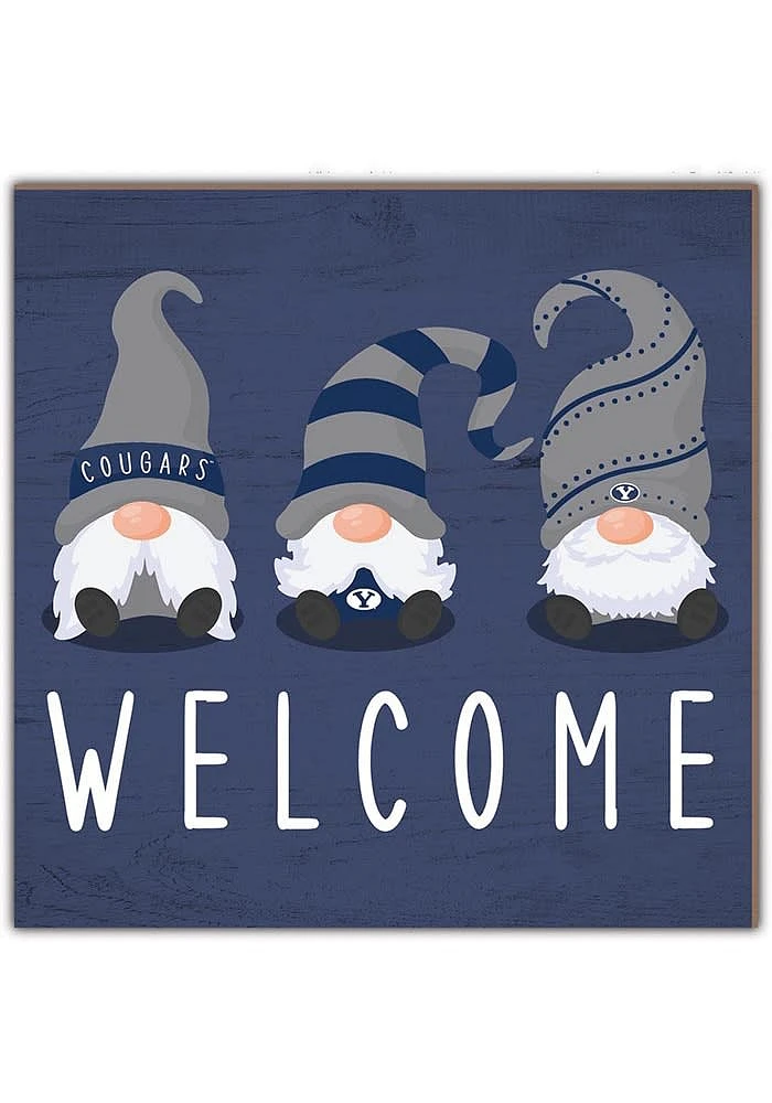 BYU Cougars Welcome Gnomes Sign - Navy Blue