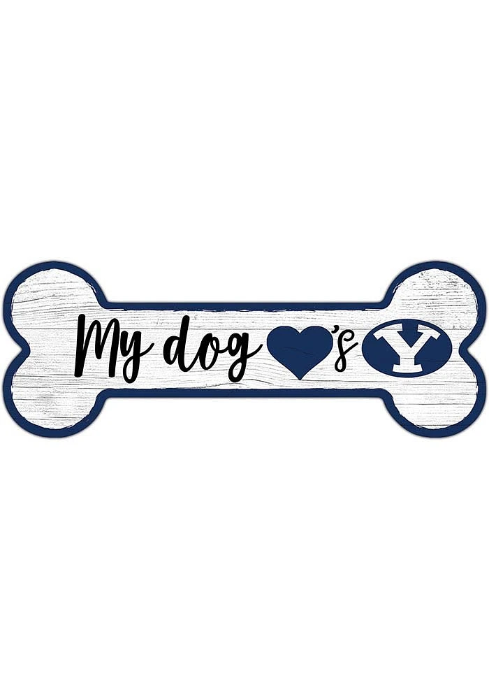 BYU Cougars Dog Bone 6x12 Sign - Navy Blue