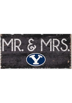 BYU Cougars Mr and Mrs Sign - Navy Blue