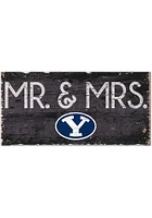 BYU Cougars Mr and Mrs Sign - Navy Blue