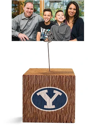 BYU Cougars Block Spiral Photo Holder Navy Blue Desk Accessory