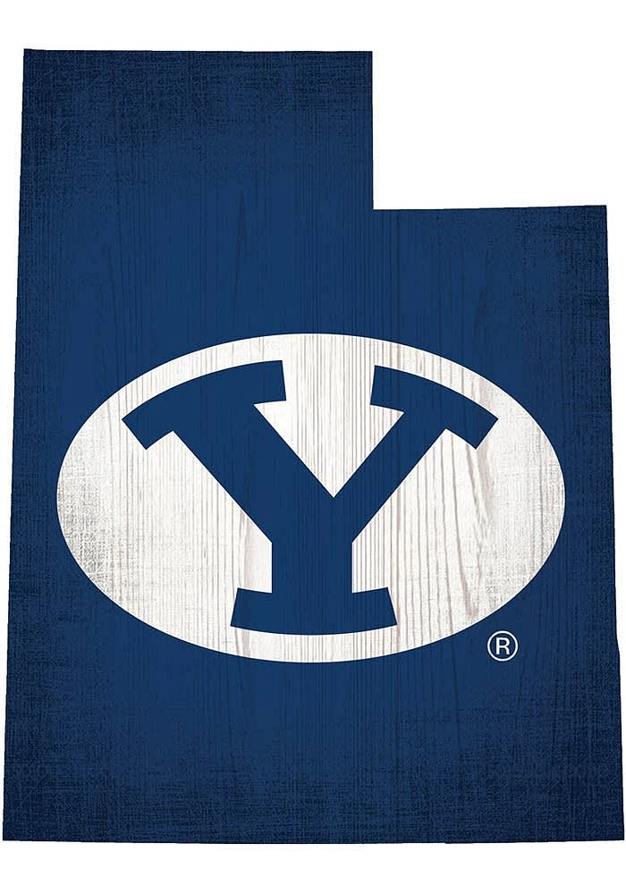 BYU Cougars State Cutout Sign - Navy Blue