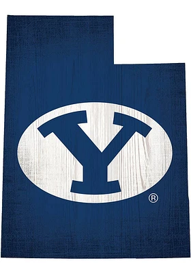 BYU Cougars State Cutout Sign - Navy Blue