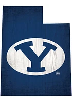 BYU Cougars State Cutout Sign - Navy Blue
