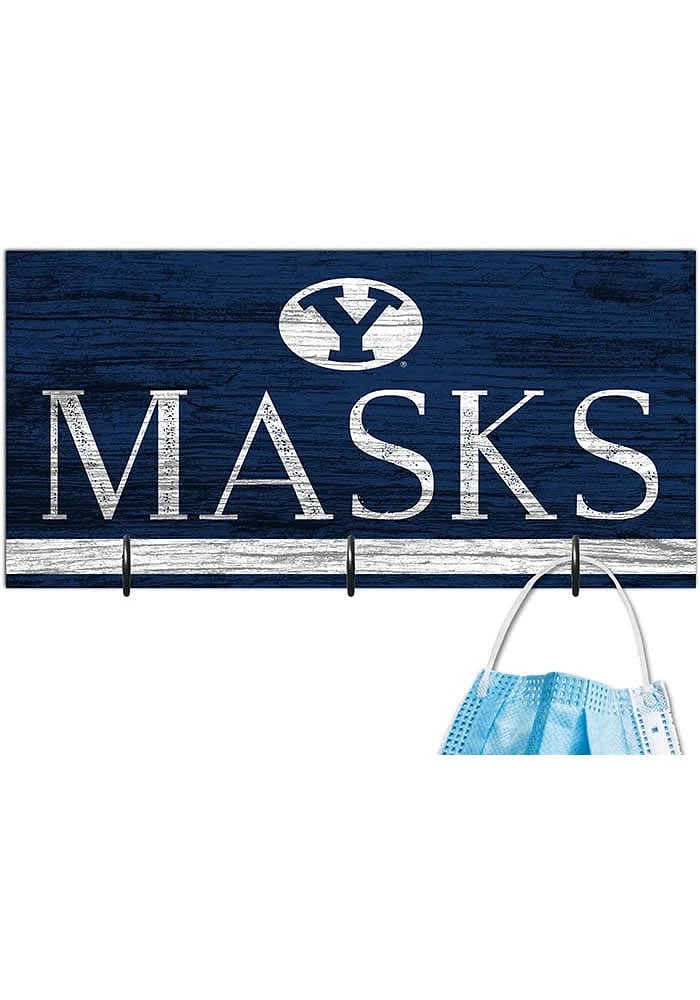 BYU Cougars Team Color Mask Holder Sign - Navy Blue