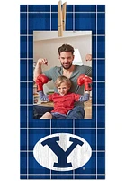 BYU Cougars Plaid Clothespin Sign - Navy Blue