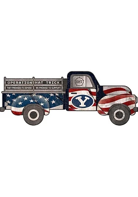 BYU Cougars OHT Truck Flag Cutout Sign - Navy Blue