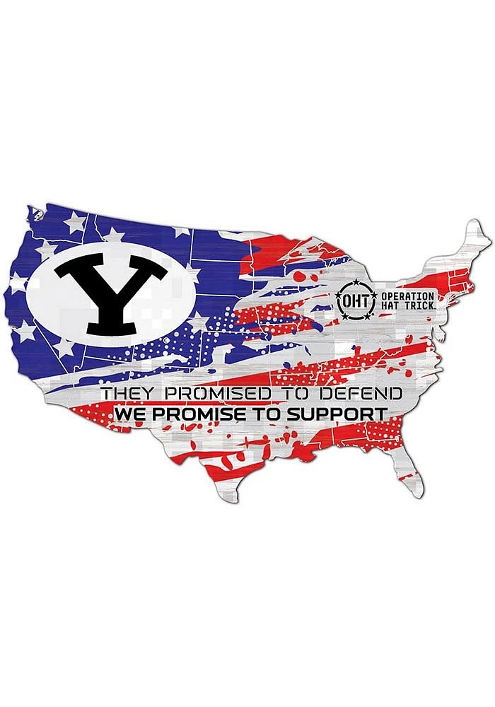 BYU Cougars OHT USA Shape Cutout Sign - Navy Blue