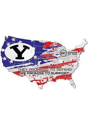 BYU Cougars OHT USA Shape Cutout Sign - Navy Blue