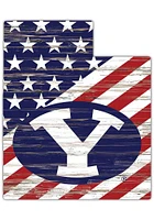 BYU Cougars 12 Inch USA State Cutout Sign - Navy Blue