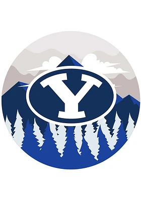 BYU Cougars Landscape Circle Sign - Navy Blue
