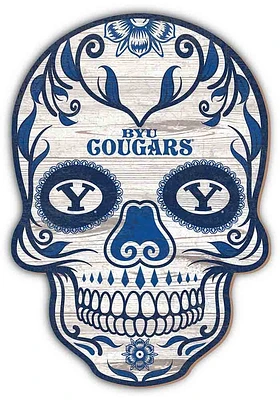 BYU Cougars 12 Inch Sugar Skull Sign - Navy Blue