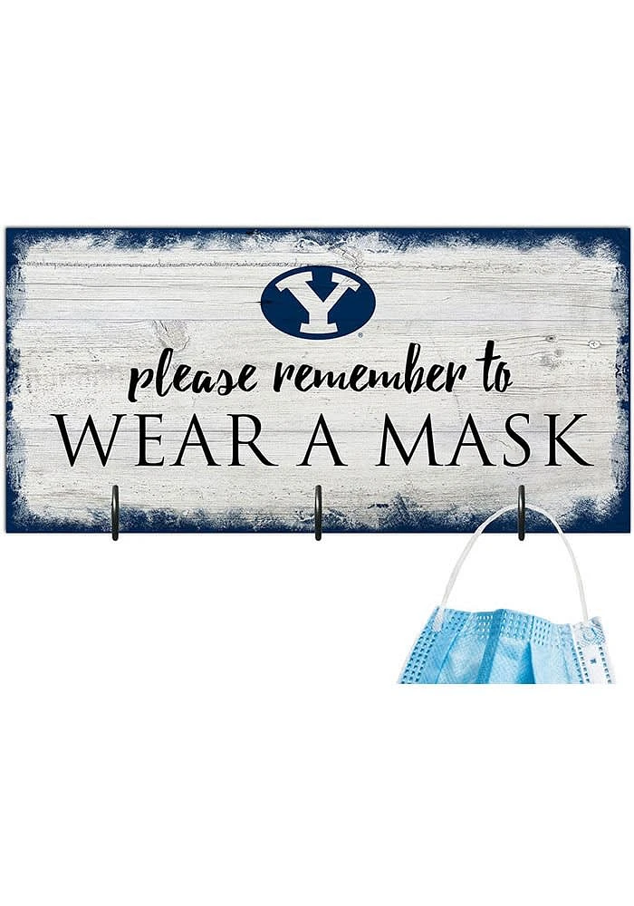 BYU Cougars Please Wear Your Mask Sign - Navy Blue