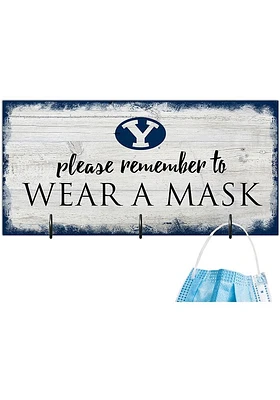 BYU Cougars Please Wear Your Mask Sign - Navy Blue