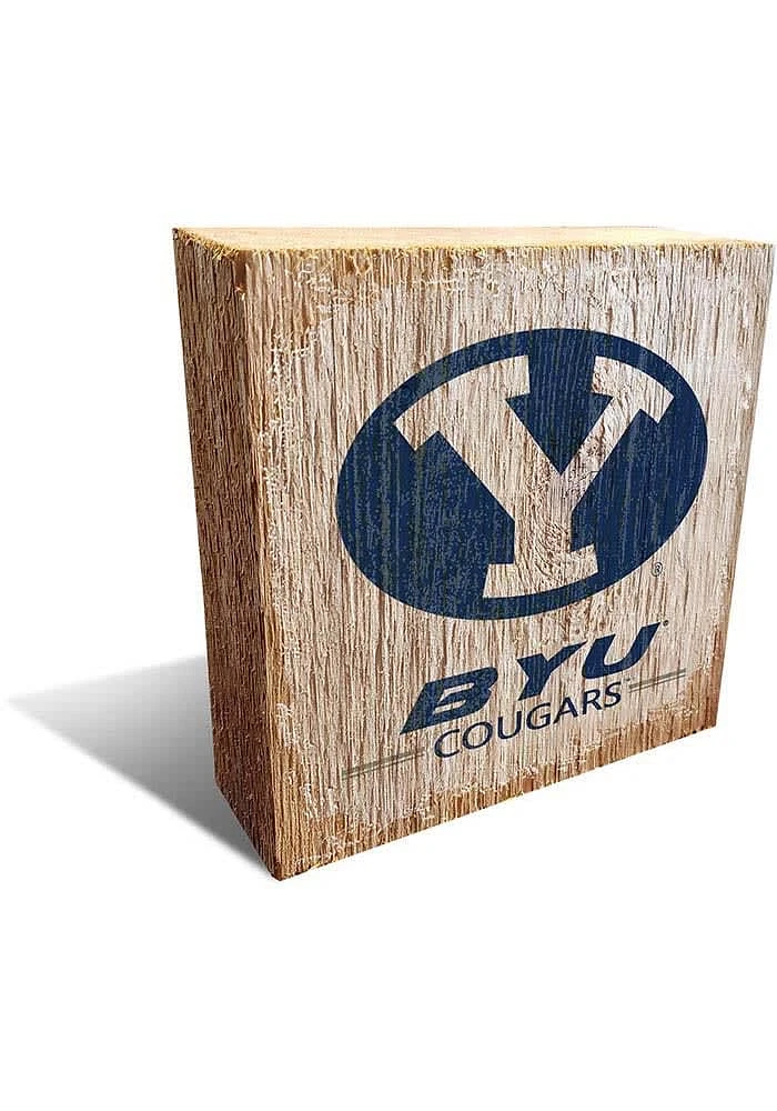 BYU Cougars Logo Block Sign - Navy Blue