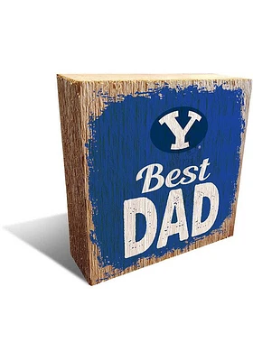 BYU Cougars Best Dad Block Sign - Navy Blue