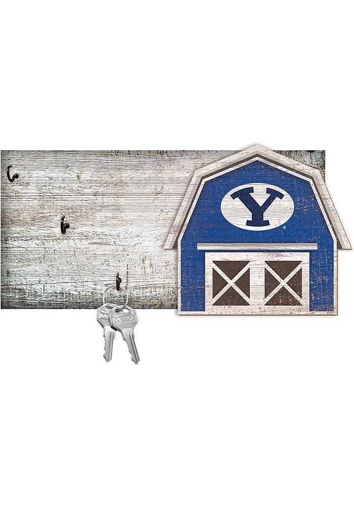 BYU Cougars Team Barn Key Holder Sign - Navy Blue