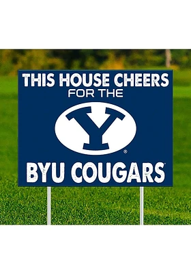 BYU Cougars This House Cheers For Yard Sign - Navy Blue