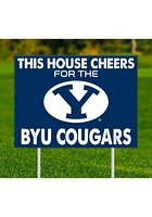 BYU Cougars This House Cheers For Yard Sign - Navy Blue